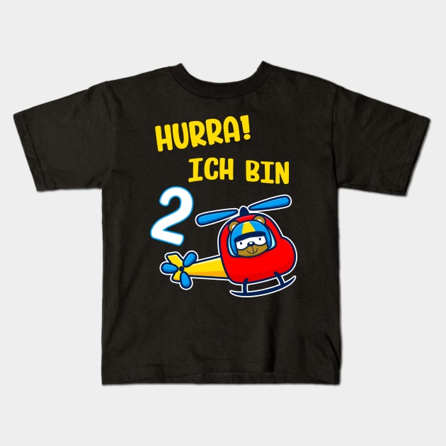 Kinder 2. Geburtstag Junge Hubschrauber Helikopter Kids T-Shirt by Foxxy Merch